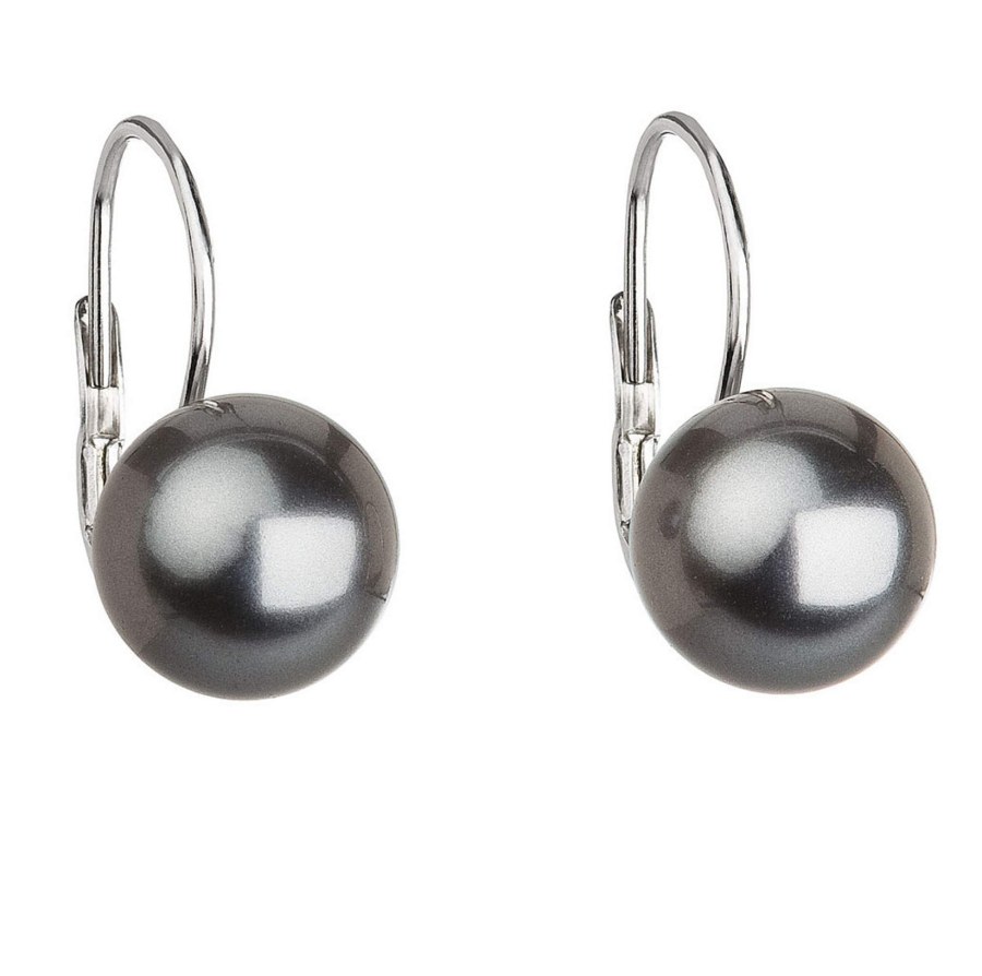 Troli Elegantní perlové náušnice s klapkou Pearl Grey 71106.3 - Náušnice Visací náušnice