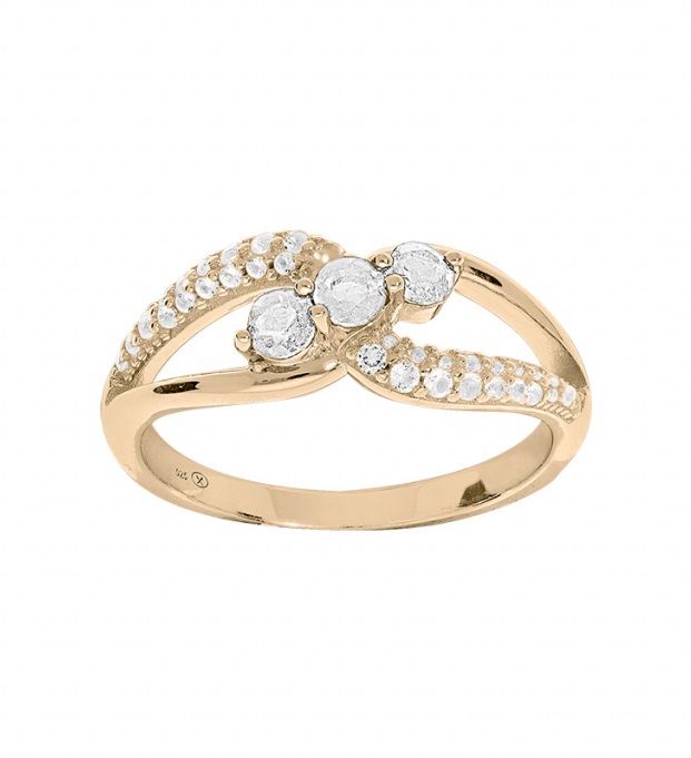 Troli Elegantní pozlacený prsten s čirými zirkony PO/SR08996D 54 mm - Prsteny Prsteny s kamínkem