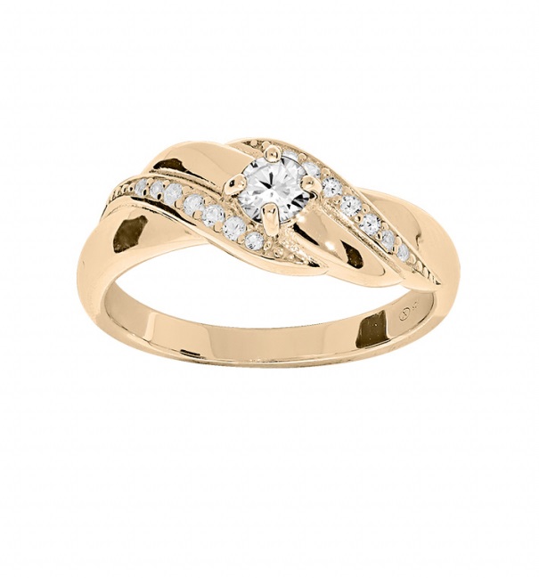 Troli Elegantní pozlacený prsten s čirými zirkony PO/SR08997E 50 mm - Prsteny Prsteny s kamínkem