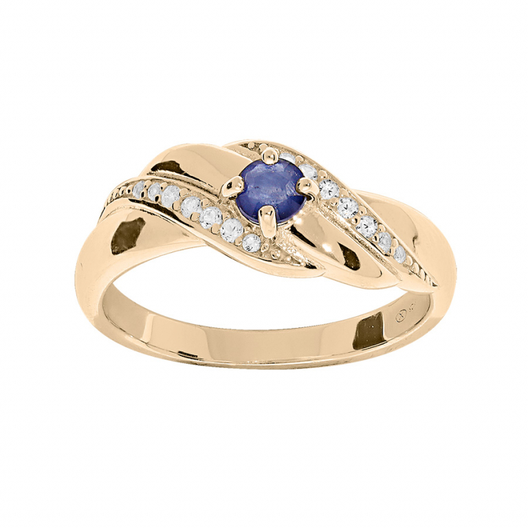 Troli Elegantní pozlacený prsten s modrými zirkony PO/SR08997B 56 mm - Prsteny Prsteny s kamínkem