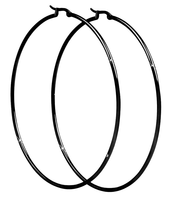 Troli Luxusní černé náušnice kruhy 5 cm - Náušnice Kruhy