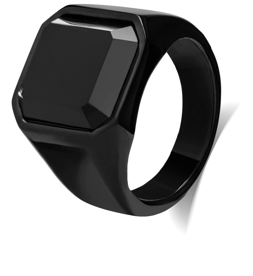 Troli Masivní prsten s černým krystalem 56 mm - Prsteny Prsteny s kamínkem