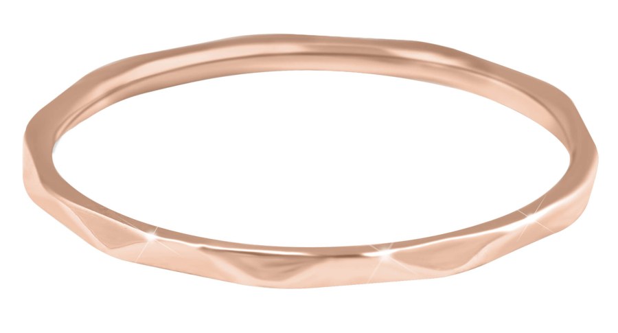 Troli Minimalistický pozlacený prsten s jemným designem Rose Gold 52 mm