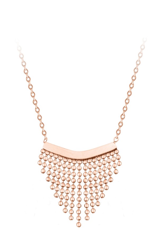 Troli Moderní ocelový náhrdelník s ozdobou Chains Rose Gold - Náhrdelníky