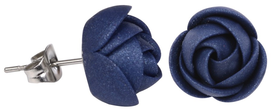 Troli Modré třpytivé náušnice puzetky menší kytičky - Náušnice