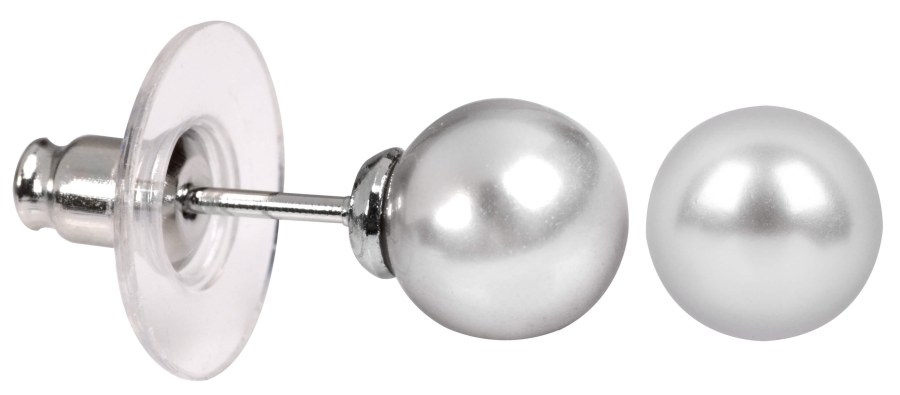 Levien Moderní perličkové náušnice Pearl Light Grey - Náušnice Pecky