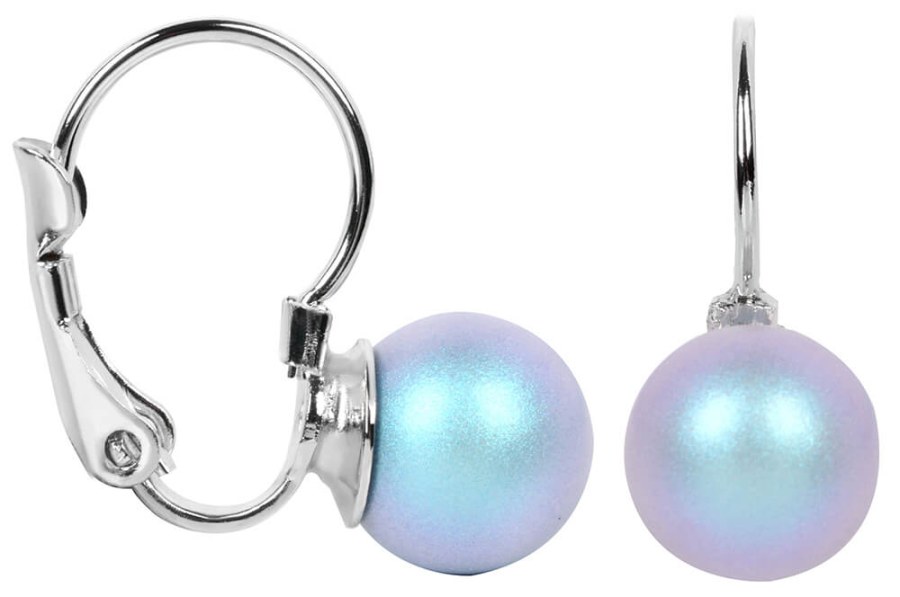Levien Půvabné perlové náušnice Pearl Iridescent Light Blue - Náušnice Visací náušnice