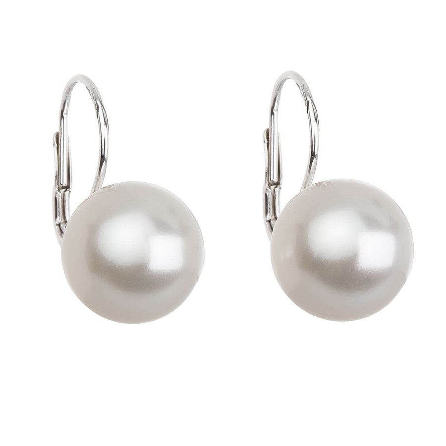 Troli Elegantní perlové náušnice s klapkou Pearl White 71106.1 71107.1 1 cm - Náušnice Visací náušnice