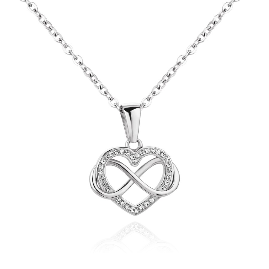 Troli Něžný ocelový náhrdelník Srdce VEDN0354S - Náhrdelníky