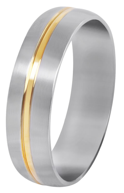 Troli Ocelový prsten se zlatým proužkem 49 mm - Prsteny Snubní prsteny Snubní prsteny bez kamínku