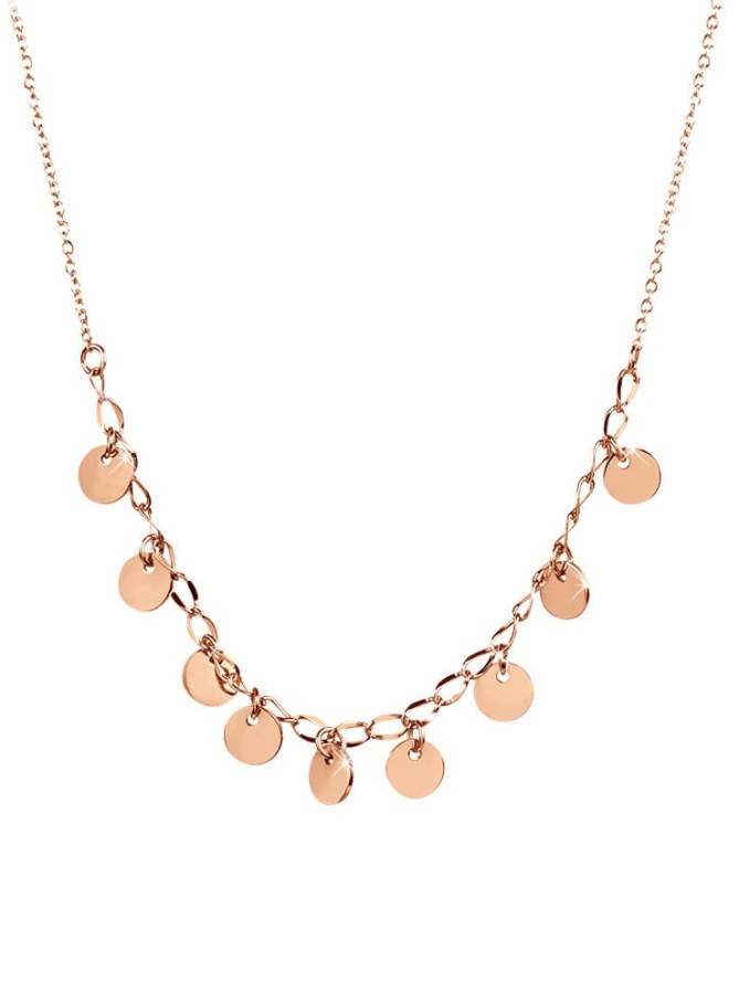 Troli Penízkový náhrdelník z růžově pozlacené oceli Rose Gold - Náhrdelníky