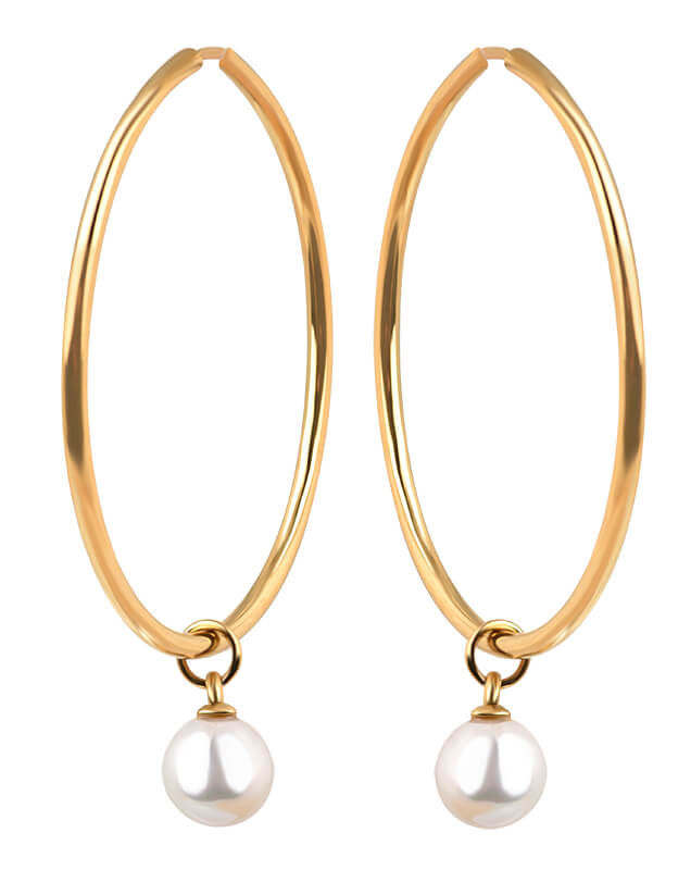 Troli Pozlacené kruhové náušnice s perlou 2v1 VJMS002ER - Náušnice Kruhy