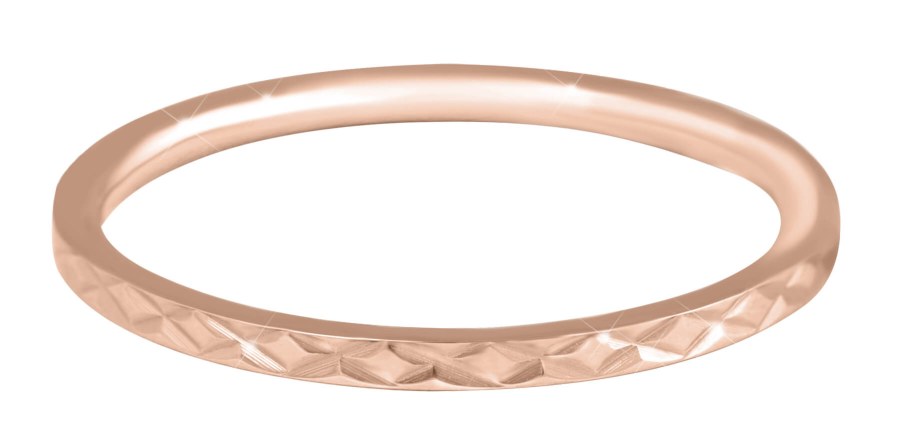 Troli Pozlacený minimalistický prsten z oceli s jemným vzorem Rose Gold 52 mm - Prsteny Prsteny bez kamínku