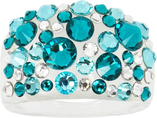 Levien Třpytivý prsten s krystaly Bubble Blue Zircon 53 mm - Prsteny Prsteny s kamínkem