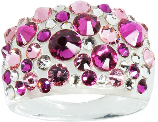 Levien Třpytivý prsten s krystaly Bubble Fuchsia 53 mm - Prsteny Prsteny s kamínkem