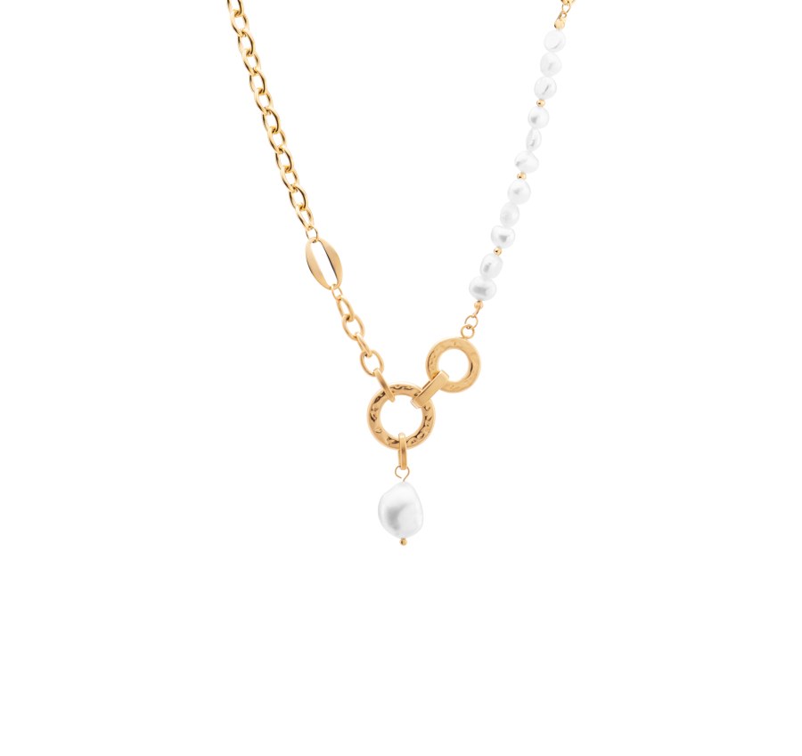 Troli Půvabný ocelový náhrdelník s perlami VBS006S-PET - Náhrdelníky