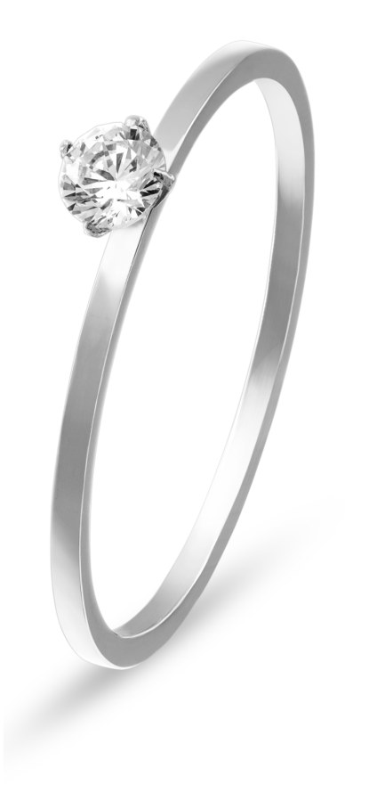 Troli Půvabný ocelový prsten s krystalem 52 mm - Prsteny Zásnubní prsteny