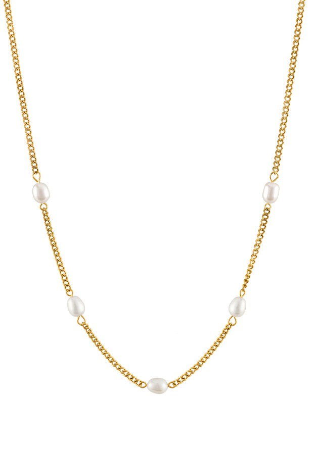 Troli Půvabný pozlacený náhrdelník s perlami - Náhrdelníky
