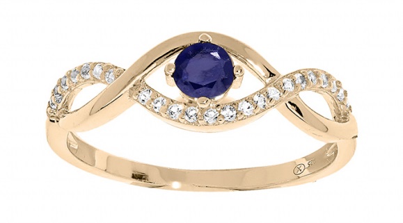 Troli Půvabný pozlacený prsten s modrým zirkonem PO/SR00716N 54 mm - Prsteny Prsteny s kamínkem