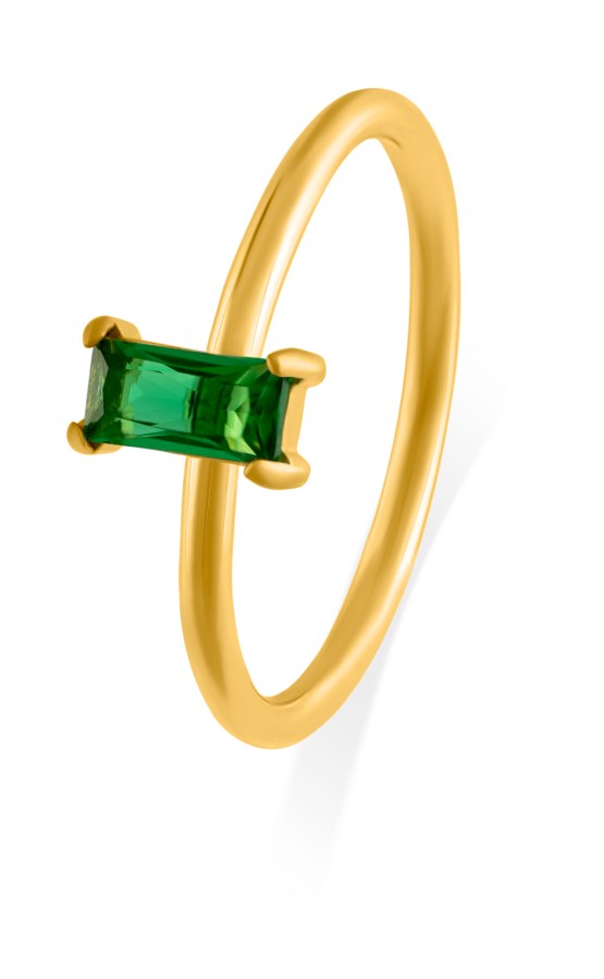 Troli Půvabný pozlacený prsten se zeleným zirkonem 57 mm