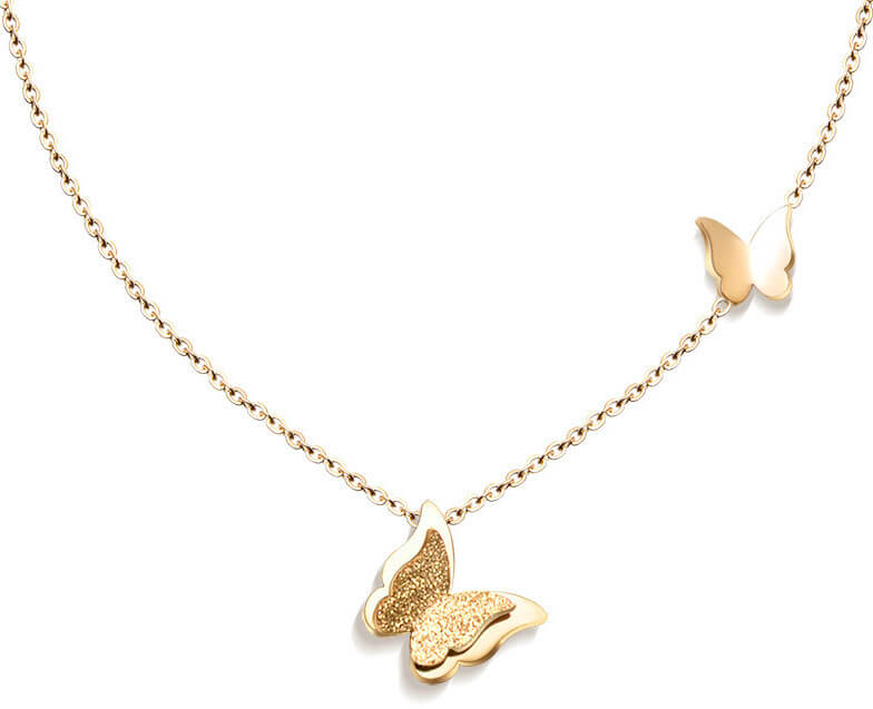 Troli Pozlacený motýlí náhrdelník Metal Butterfly KNSC-257-GOLD - Náhrdelníky