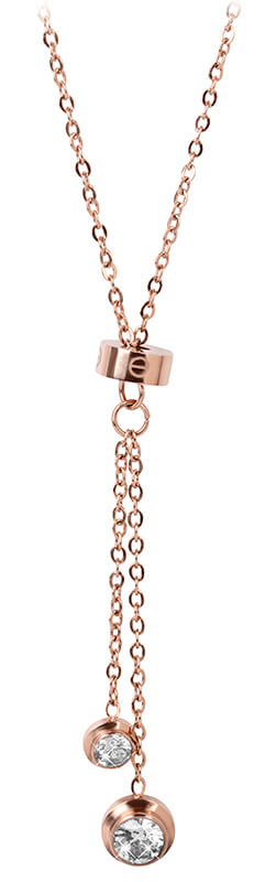 Troli Růžově pozlacený ocelový náhrdelník s krystaly - Náhrdelníky
