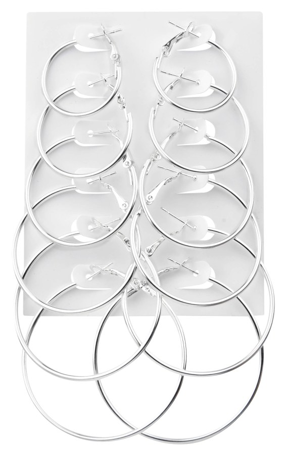 Troli Sada moderních kruhových náušnic Silver (6 párů) - Náušnice Kruhy