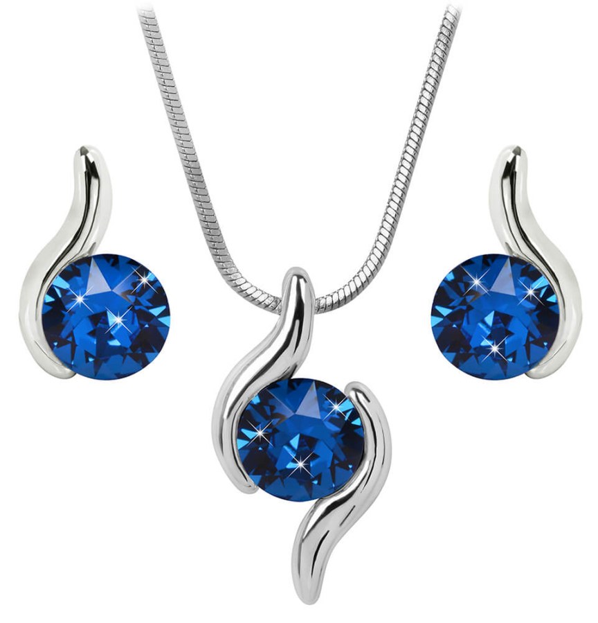 Levien Slušivá sada náhrdelníku a náušnic Chaton Wave Capri Blue - Sety šperků Soupravy šperků
