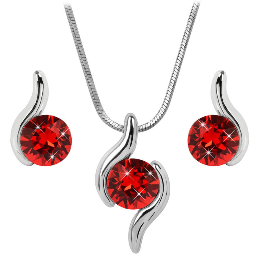 Levien Slušivá sada náhrdelníku a náušnic Chaton Wave Light Siam - Sety šperků Soupravy šperků