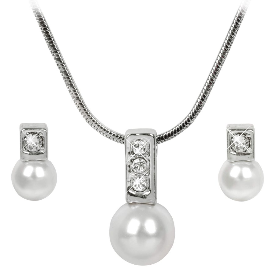 Levien Elegantní sada náhrdelníku a náušnic Pearl Caorle White - Sety šperků Soupravy šperků