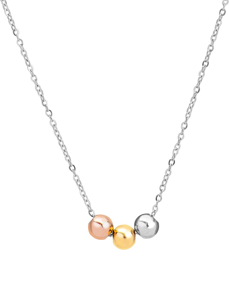 Troli Stylový ocelový náhrdelník s tricolor korálky VESN0667S - Náhrdelníky