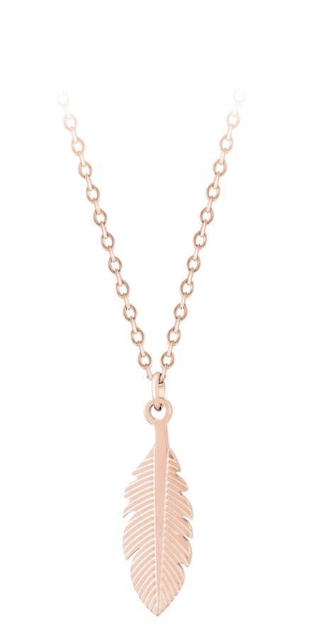 Troli Stylový růžově zlacený náhrdelník s peříčkem - Náhrdelníky