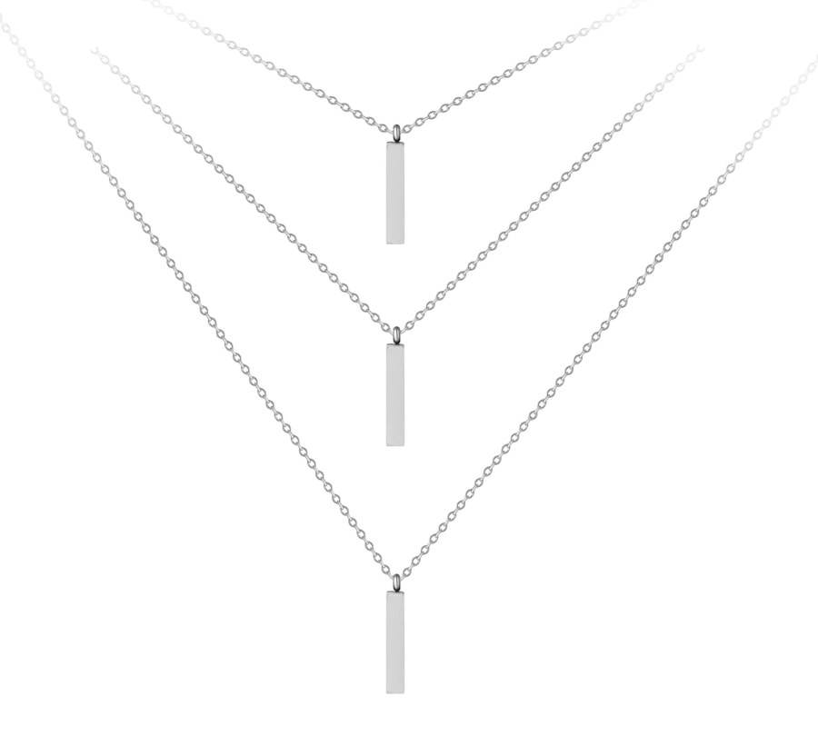 Troli Trojitý ocelový náhrdelník s přívěsky - Náhrdelníky