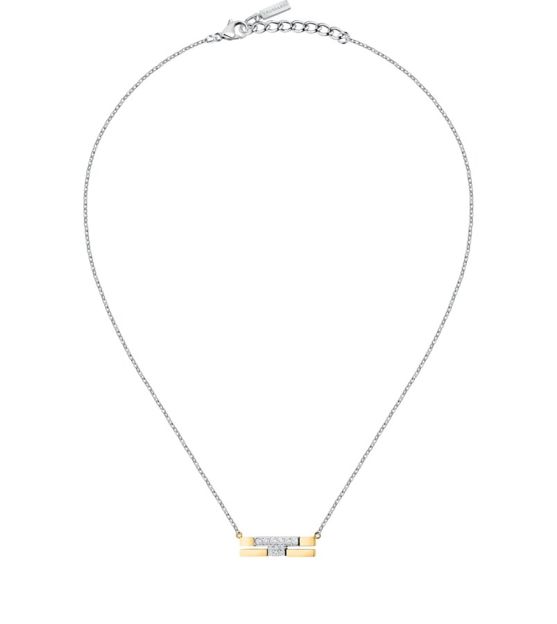 Trussardi Ocelový bicolor náhrdelník se zirkony T-Logo TJAXC06