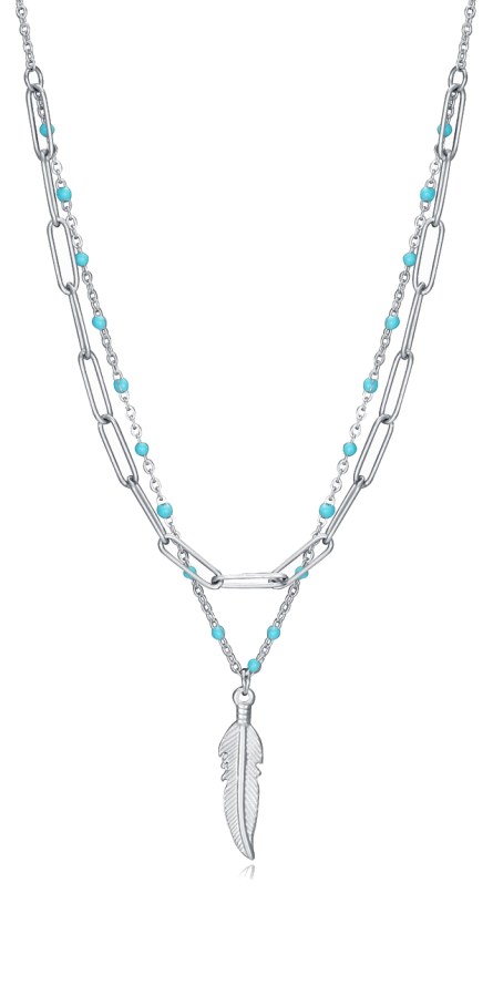 Viceroy Dvojitý ocelový náhrdelník s pírkem Kiss 75308C01000 - Náhrdelníky