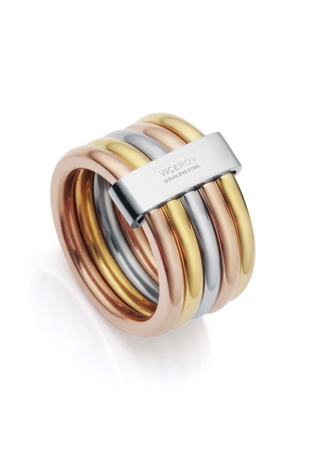 Viceroy Luxusní tricolor prsten z oceli Chic 75305A01 52 mm - Prsteny Prsteny bez kamínku