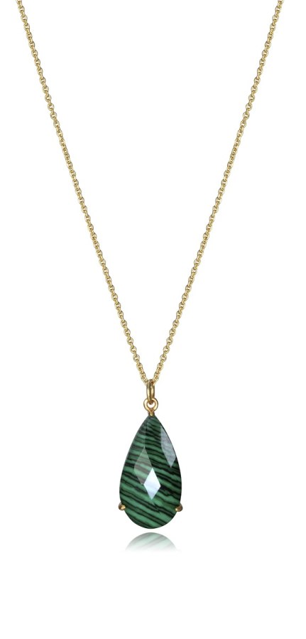 Viceroy Překrásný pozlacený náhrdelník s malachitem Elegant 15111C100-42 (řetízek, přívěsek) - Náhrdelníky