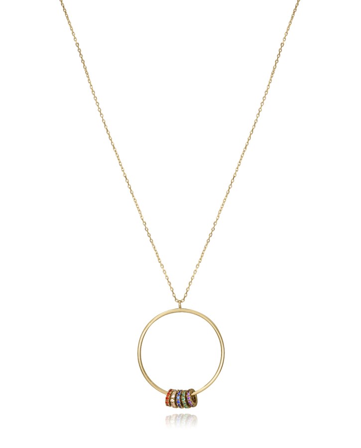 Viceroy Slušivý pozlacený náhrdelník s barevnými krystaly Elegant 13084C100-39 - Náhrdelníky