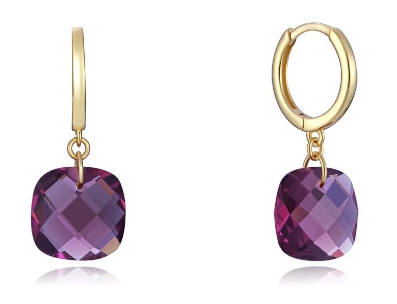 Viceroy Stylové pozlacené náušnice s fialovými krystaly Elegant 13102E100-57