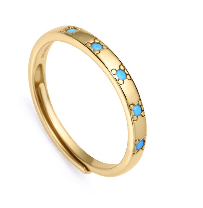 Viceroy Stylový pozlacený prsten s modrými zirkony Trend 9119A01 55 mm - Prsteny Otevřené prsteny