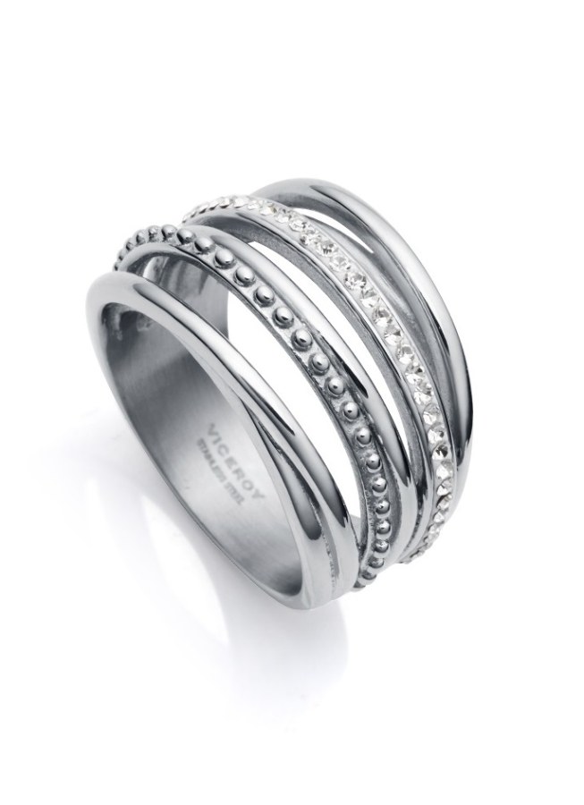 Viceroy Výrazný ocelový prsten s kubickými zirkony Chic 75306A01 56 mm - Prsteny Prsteny s kamínkem