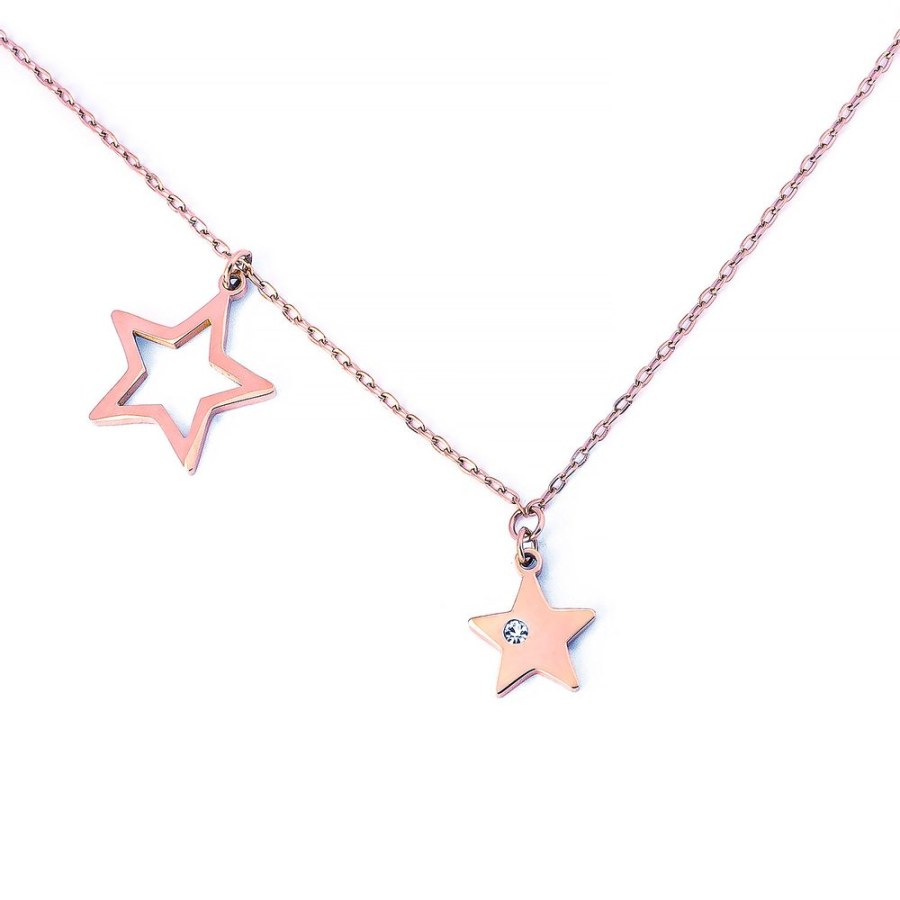 Vuch Stylový bronzový náhrdelník s hvězdičkami Rose Gold Big Star - Náhrdelníky