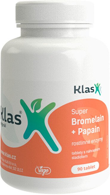 Klas Super Bromelain 500 mg + Papain 90 tbl. - Přípravky enzymy, enzymoterapie