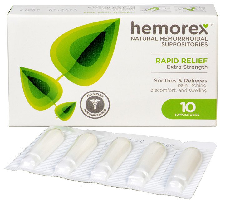 Hemorex přírodní čípky na hemoroidy 10 ks - Přípravky hemoroidy