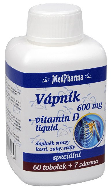 MedPharma Vápník 600 mg + vitamín D liquid 60 tob. + 7 tob. ZDARMA - Přípravky minerály a stopové prvky