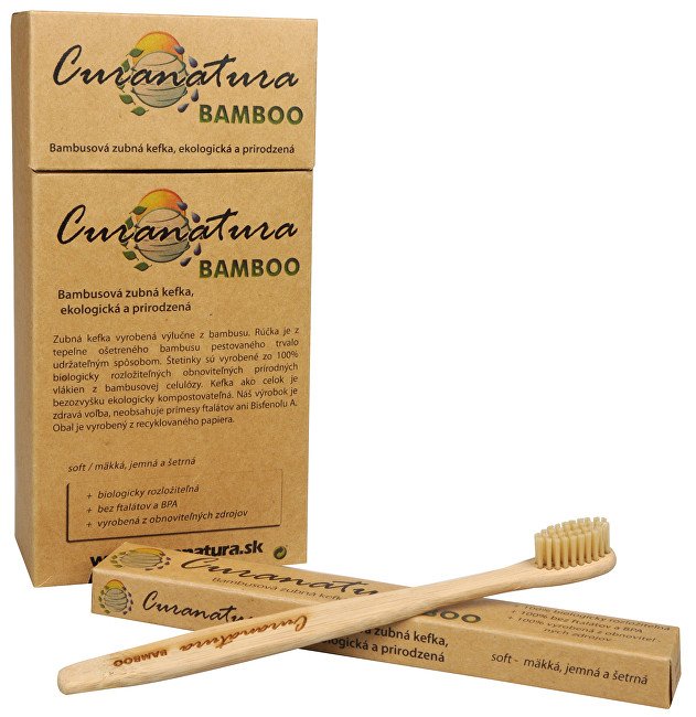 Curanatura Zdravý zubní kartáček Curanatura 12 ks Bamboo - zelená volba - Přípravky zubní kartáčky