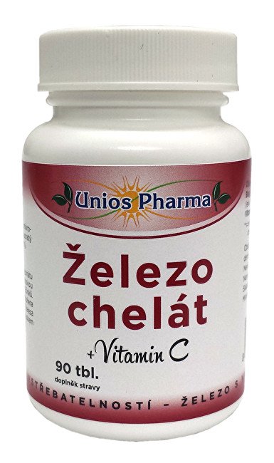 Unios Pharma Železo chelát + vitamín C 90 tbl. - Přípravky železo