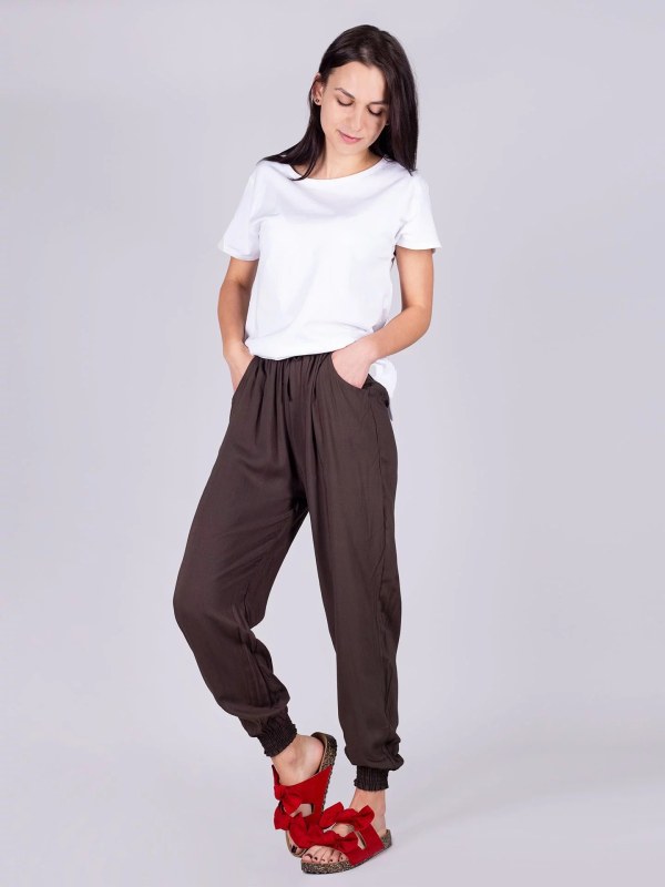 Dámské kalhoty USD-0015K-7300 khaki - Yoclub