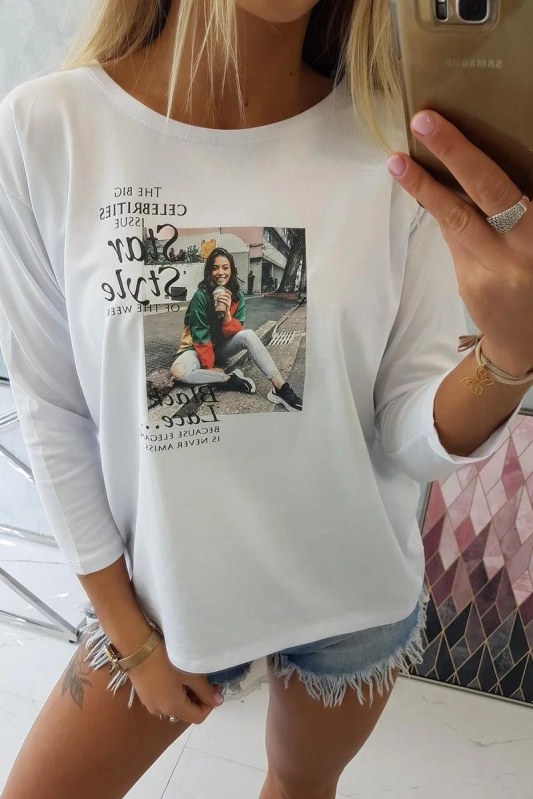 Halenka s potiskem Star Style bílá