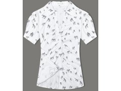 Dámská halenka s límečkem a vzorem zeber (AWY2011D) bílá - Fashion